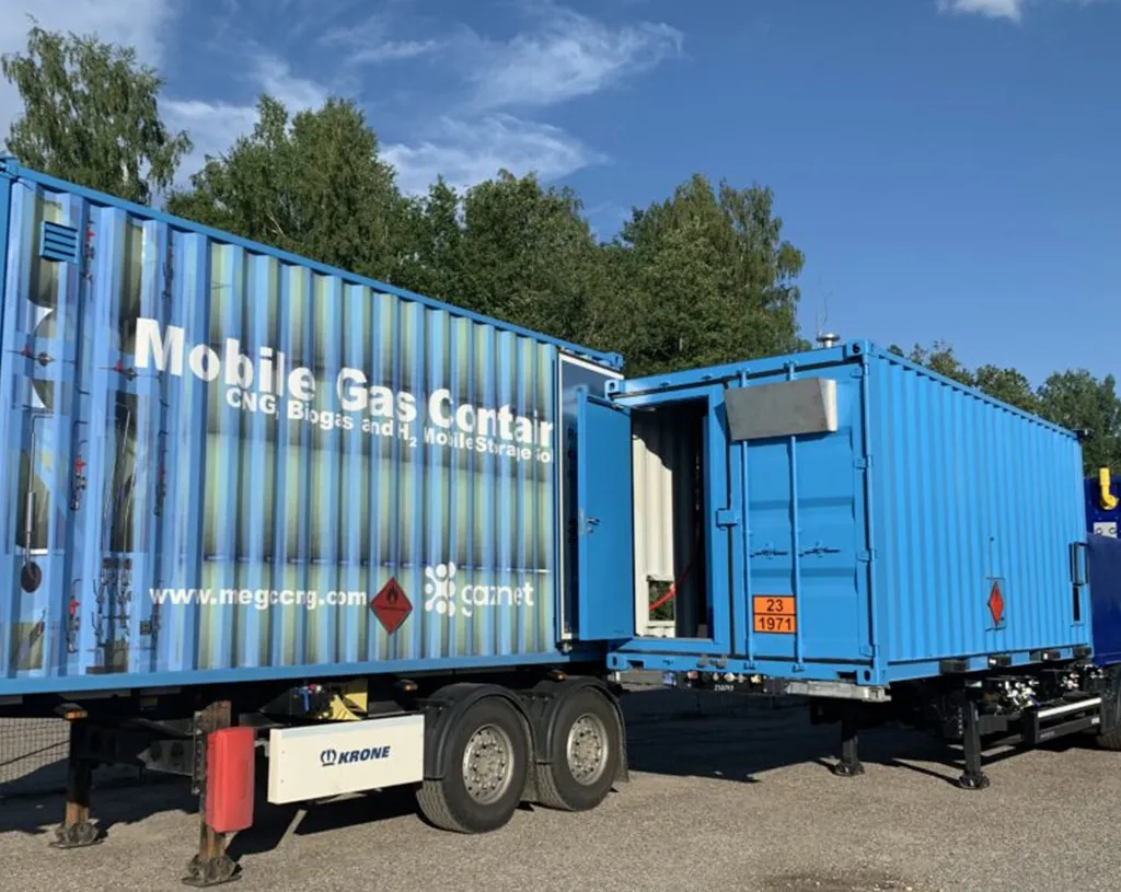 CNG and biogas transport container with type-4 cylinders