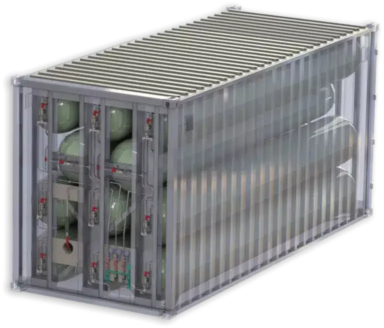 CNG and biogas transport container with type-4 cylinders