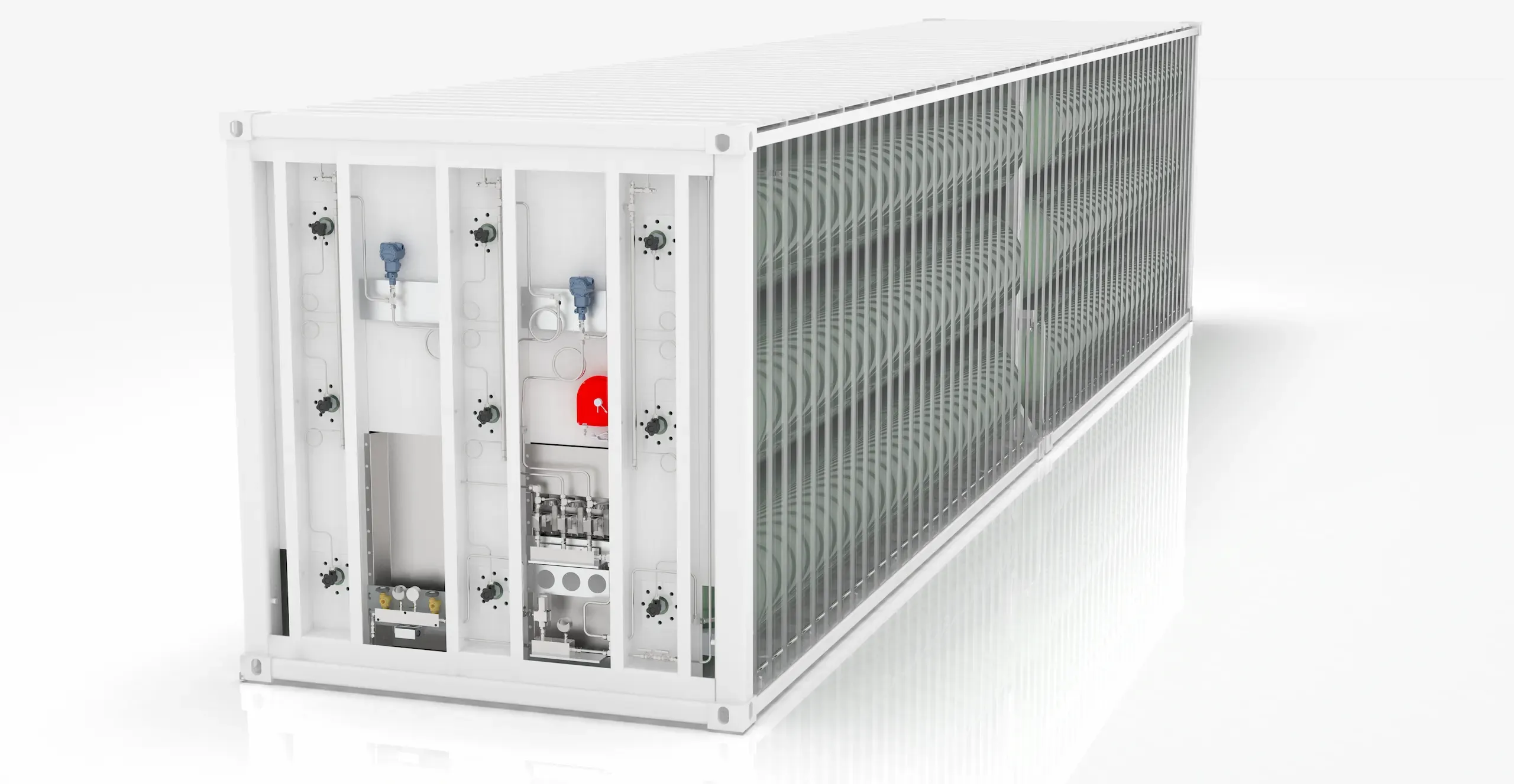 Hydrogen transport container with composite cylinders